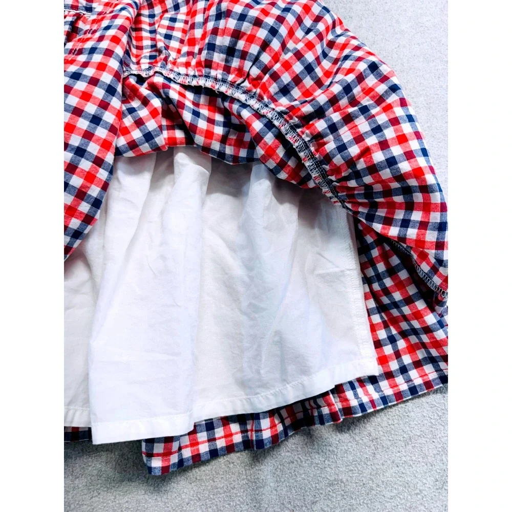 OshKosh Bgosh Tiered Dress Kids 4T Red White Blue Gingham Plaid Americana